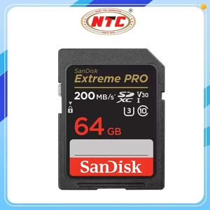 Thẻ nhớ Máy ảnh SDXC SanDisk Extreme Pro 64GB UHS-I U3 4K V30 đọc 200MB/s ghi 90MB/s (Đen)