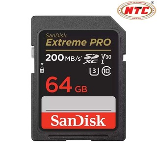 Thẻ nhớ Máy ảnh SDXC SanDisk Extreme Pro 64GB UHS-I U3 4K V30 đọc 200MB/s ghi 90MB/s (Đen)