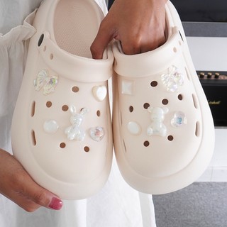 Dép sục nữ đế cao 4cm basic kèm charm Gấu thỏ trong kiểu sandal quai hậu dễ thương CSM-58 Mita