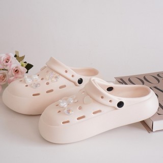 Dép sục nữ đế cao 4cm basic kèm charm Gấu thỏ trong kiểu sandal quai hậu dễ thương CSM-58 Mita