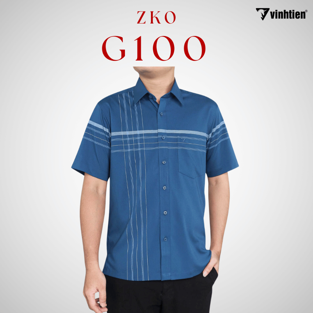 Áo Sơ Mi Nam Ngắn Tay Caro Vải Bamboo  Vạt Ngang Form Regular Vĩnh Tiến 445 - Giỏ 1