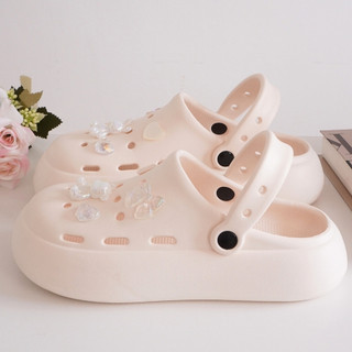 Dép sục nữ đế cao 4cm basic kèm charm Gấu thỏ trong kiểu sandal quai hậu dễ thương CSM-58 Mita