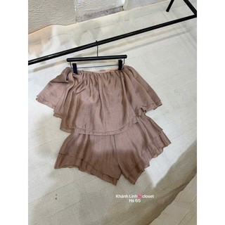 Set tơ nhẹ nhàng bồng bềnh xinh đep màu nâu tây tôn da đỉnh cao chị em đi chơi shopping thoải mái - Baotrang.clothes