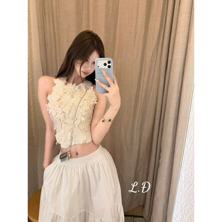 [ẢNH THẬT] SET THÔ ÁO YẾM GẮN HOA CVAY XOÈ DÀI STAYGH