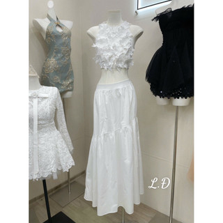[ẢNH THẬT] SET THÔ ÁO YẾM GẮN HOA CVAY XOÈ DÀI STAYGH
