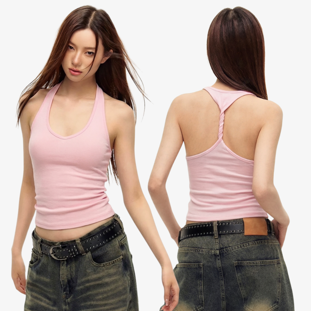 Áo 3 Lỗ Nữ Cổ Chữ U Dáng Ôm Lưng Kiểu Xoắn Dây Cá Tính By ChaBon CB30