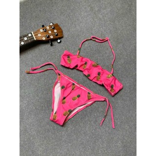 (Thanh lý) Bộ đồ bơi, bikni 2 mảnh cho bé gái màu hồng quả dứa dễ thương hàng VNXK
