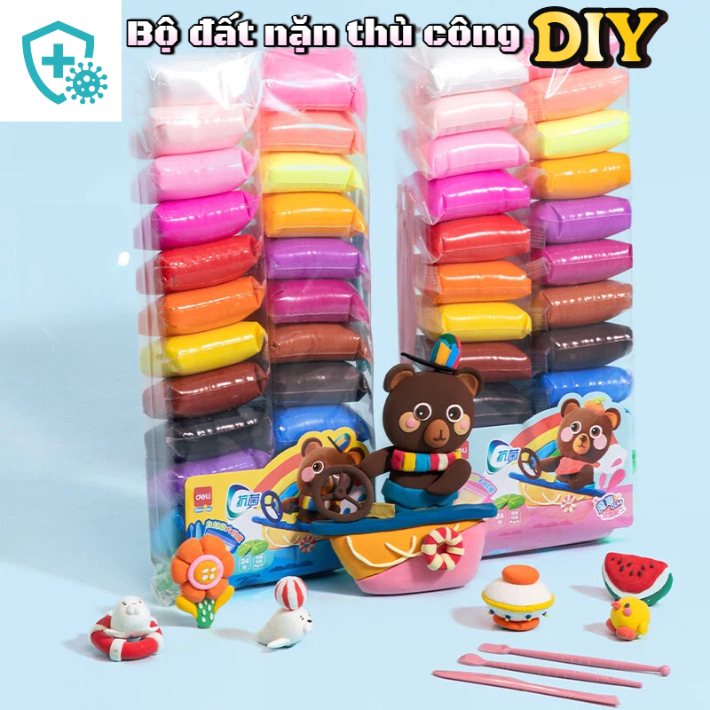 [Bộ bổ sung]Đất nặn Deli 12/24 màu kháng khuẩn Túi zip refill Đồ chơi trẻ em DIY an toàn Quà tặng sinh nhật