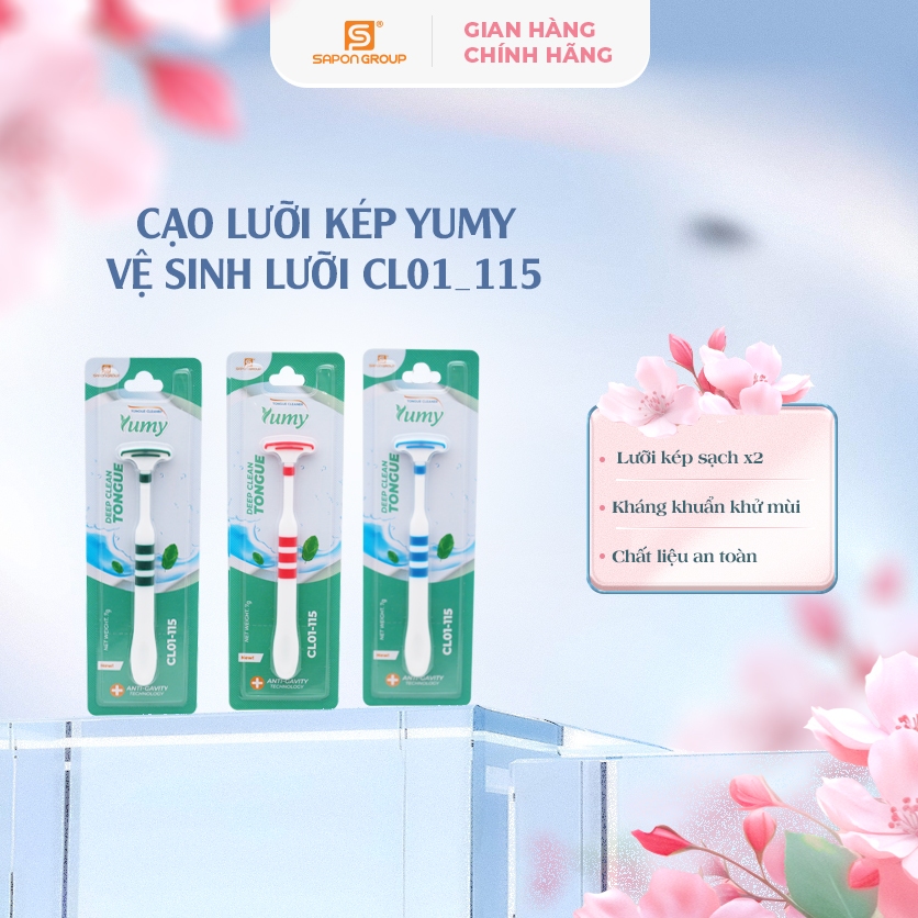Combo 4 Cạo lưỡi YUMY nhựa kép, dụng cụ vệ sinh lưỡi ngăn mùi, giảm hôi miệng an toàn (CL01_115)