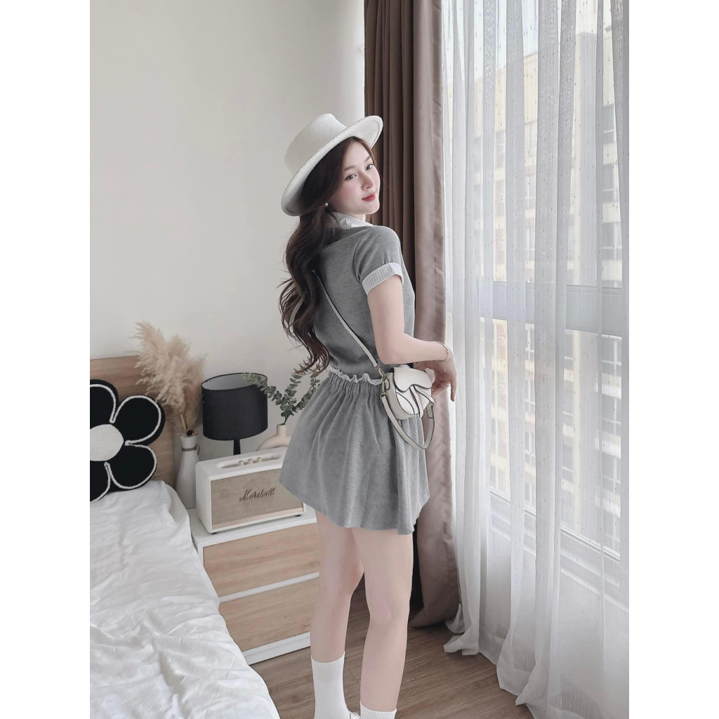 Set Đồ Nữ Áo Polo Phối Chân Váy Xòe Ngắn – Outfit Thể Thao Ulzzang Năng Động Trẻ Trung DONNA HCOM25618