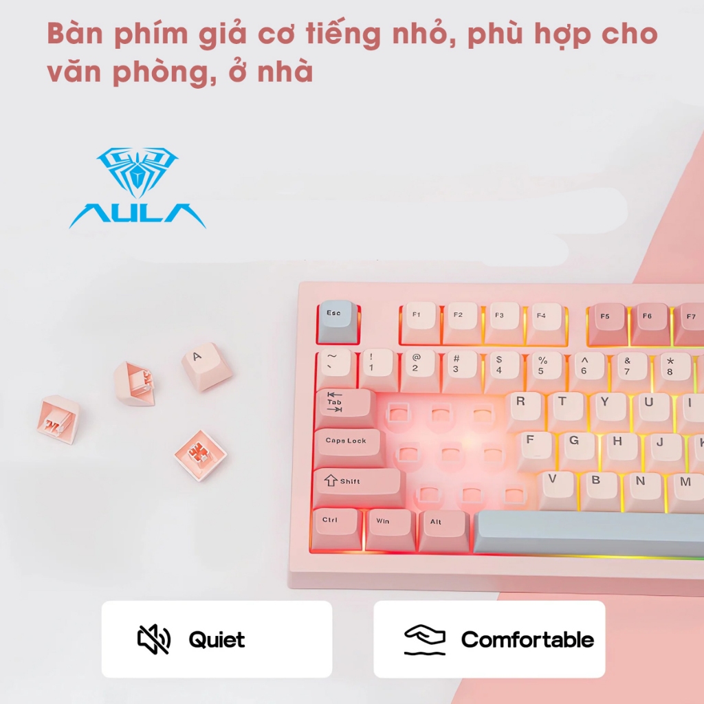 Bàn phím giả cơ silent AULA S102 S102PRO 3 mode kết nối, có màn hình hiển thị, LED RGB bắt mắt phù hợp cho làm văn phòng | BigBuy360 - bigbuy360.vn