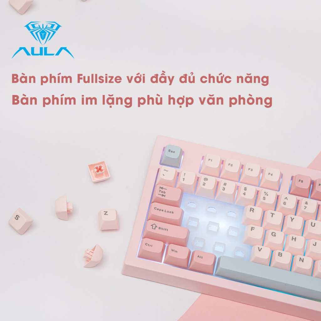 Bàn phím giả cơ silent AULA S102 S102PRO 3 mode kết nối, có màn hình hiển thị, LED RGB bắt mắt phù hợp cho làm văn phòng | BigBuy360 - bigbuy360.vn