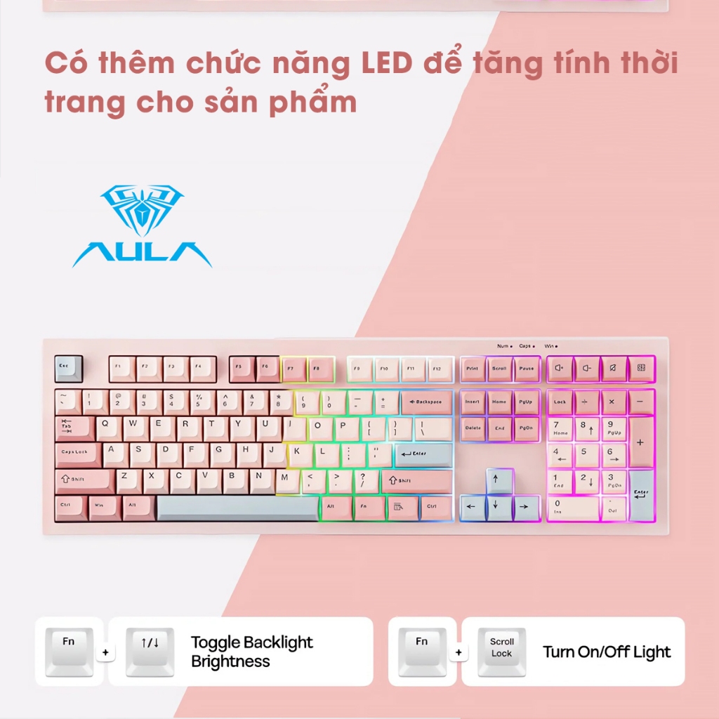 Bàn phím giả cơ silent AULA S102 S102PRO 3 mode kết nối, có màn hình hiển thị, LED RGB bắt mắt phù hợp cho làm văn phòng | BigBuy360 - bigbuy360.vn