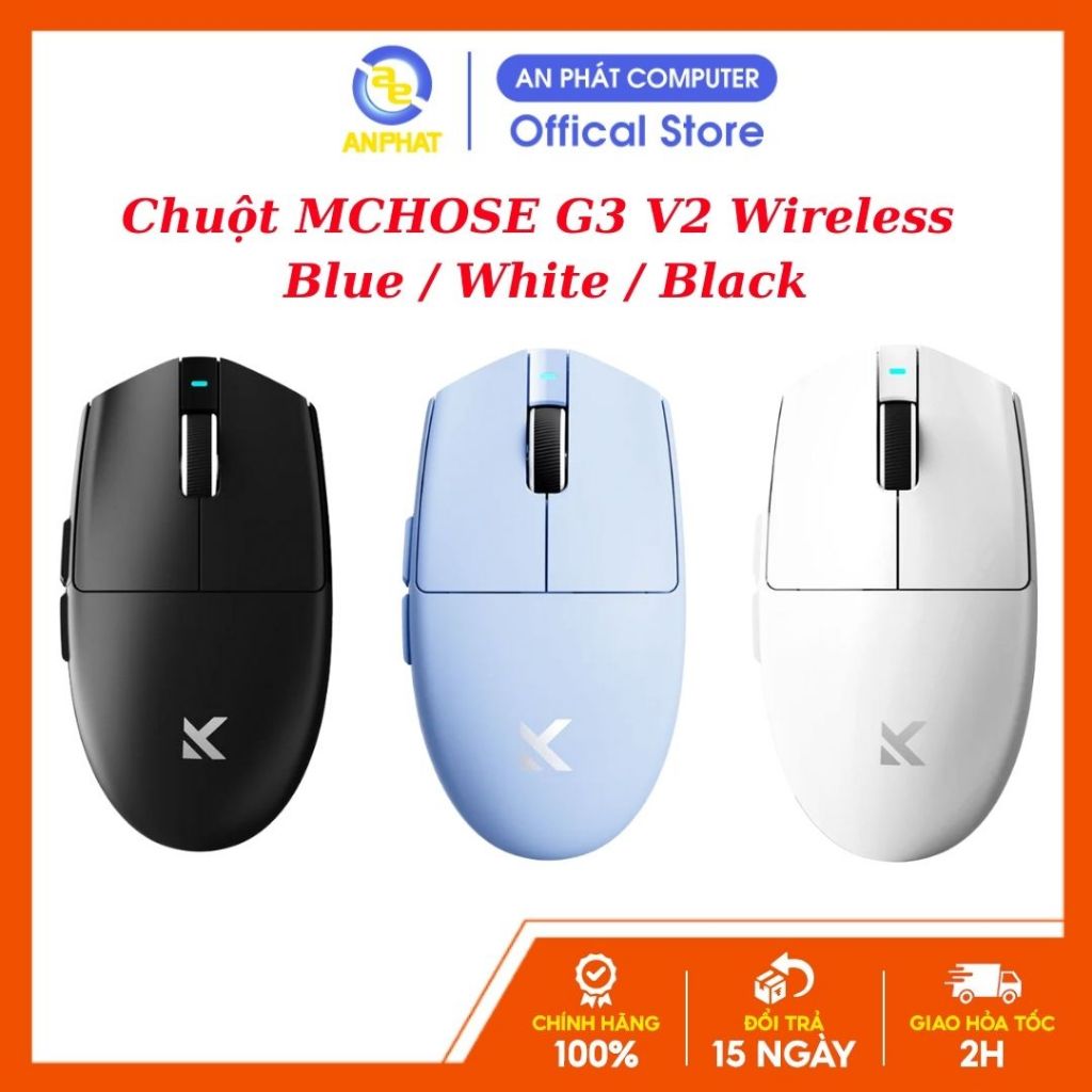 [BH 12 Tháng] Chuột MCHOSE G3 V2 Wireless Black / White / Blue | BigBuy360 - bigbuy360.vn