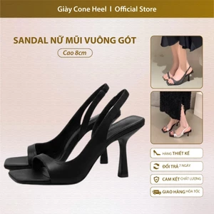 Sandal Nữ Mũi Vuông Gót Cao 8cm Cone Heel – Thiết Kế Thanh Lịch Tôn Dáng, Phong Cách Pháp Sang Trọng