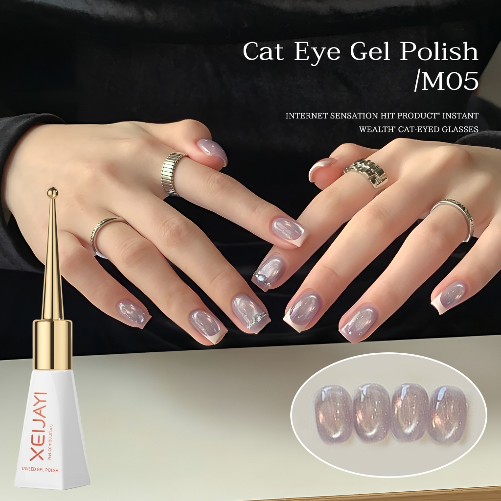 XEIJAYI 10ml - Sơn móng tay dạng gel màu tím nhạt ánh mắt mèo thời trang,  thích hợp sử dụng tại salon.