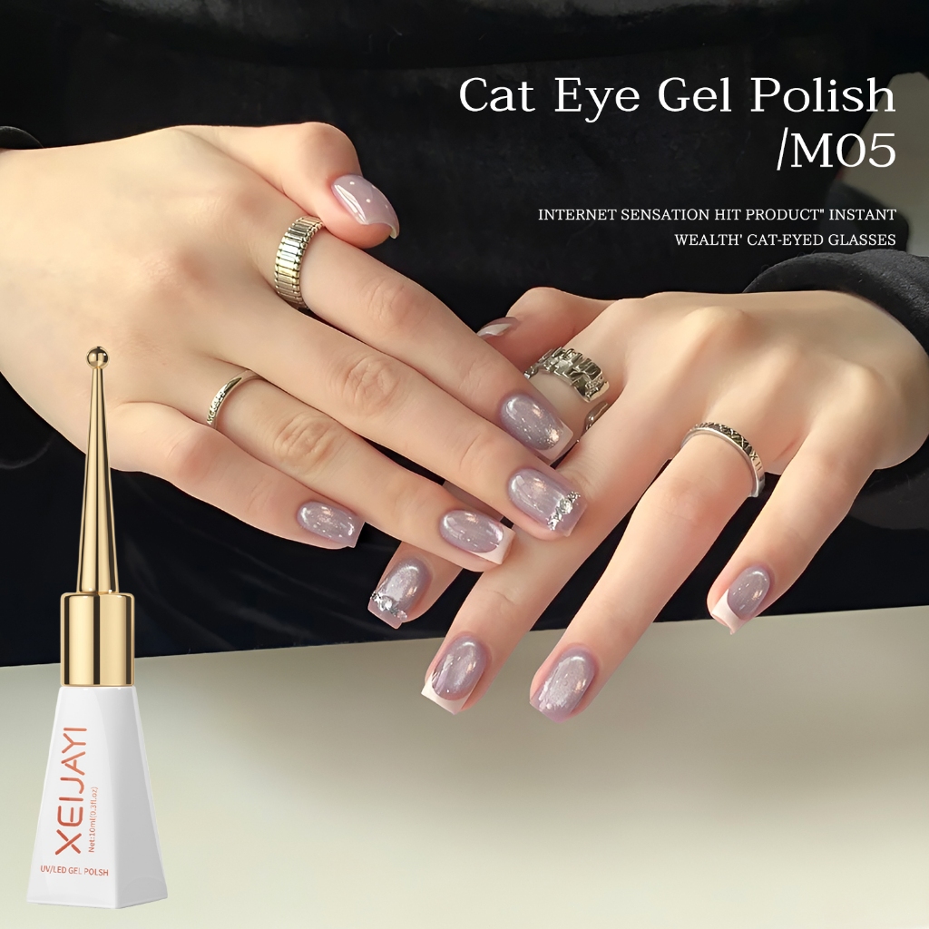 XEIJAYI 10ml - Sơn móng tay dạng gel màu tím nhạt ánh mắt mèo thời trang,  thích hợp sử dụng tại salon.