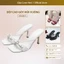 Dép Cao Gót Nữ 8cm Mũi Vuông Cone Heel – Thiết Kế Sang Trọng, Quai Bảng Nơ Trái Tim Vải Lụa Tôn Dáng