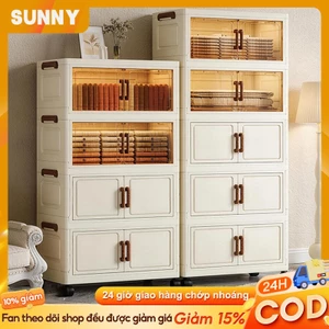 SUNNY Tủ Nhựa Đựng Trong Suốt Làm Dày Tủ Bếp Đa Năng Công Suất Lớn Tủ Đựng Đồ Có Bánh Xe Giá Đựng