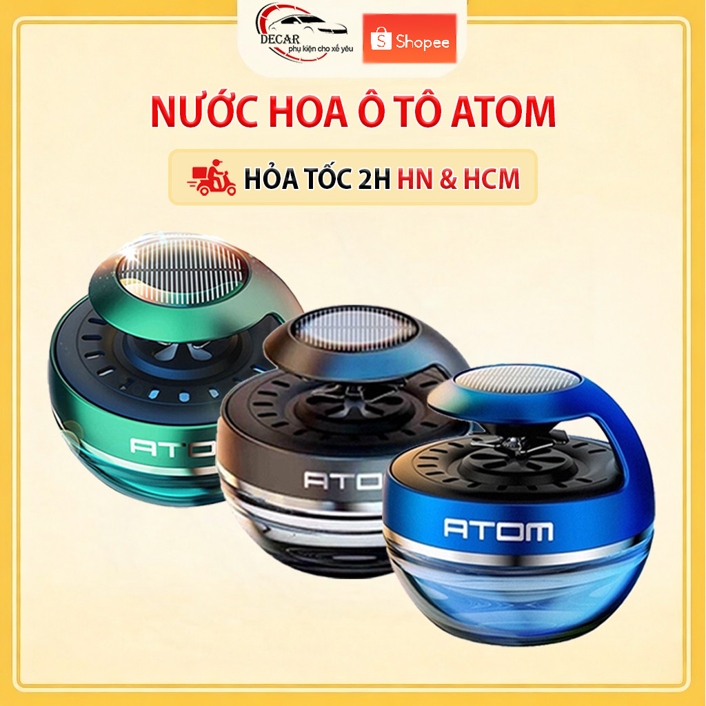 Nước hoa để taplo xe ô tô thơm lâu khử mùi hôi oto,chai lọ sáp nước hoa Atom cao cấp ôtô xe hơi dùng năng lượng mặt trời