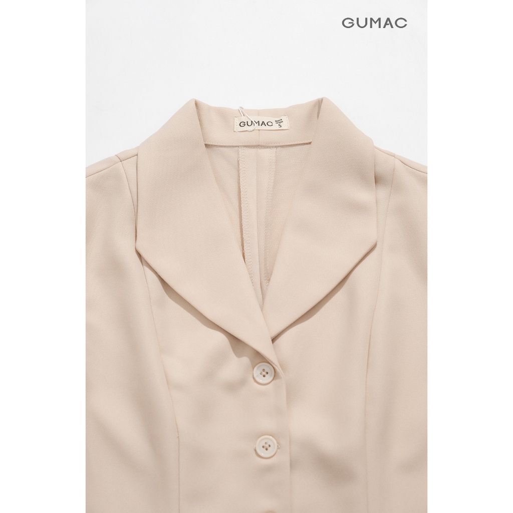 [Size S - XXL] Set lẻ Áo nữ GUMAC peplum cổ sam tay ngắn tôn dáng LAG0106 - Chân váy nữ GUMAC dáng A một lớp LVG0105