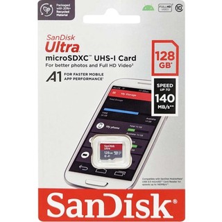 Thẻ nhớ MicroSDXC SanDisk Ultra A1 128GB 800x U1 đọc 140MB/s, ghi 35MB/s hỗ trợ video 2K (Đỏ)