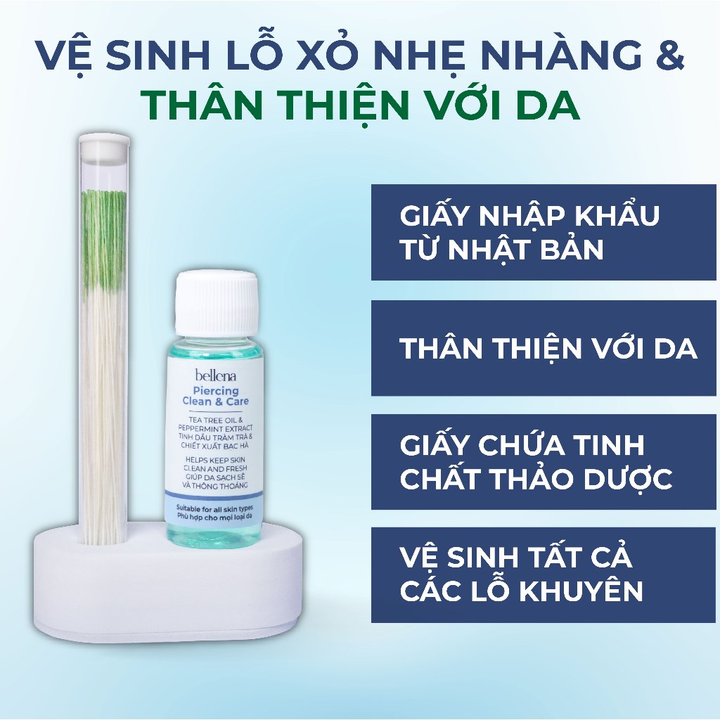 Vệ sinh lỗ xỏ khuyên tai đồ vệ sinh lỗ tai Bellena Piercing Clean & Care