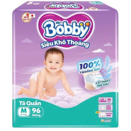 Tã/ bỉm quần Bobby Ultra siêu tiết kiệm size M96/L88/Xl74/XXL70 cho bé