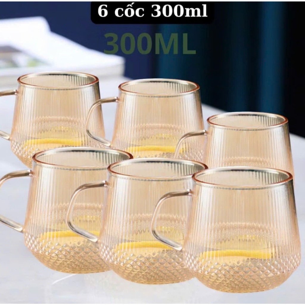 [Taca] Bộ Bình Cốc Thủy Tinh Cao Cấp Sang Trọng Dung Tích 1500ml và 16 cốc có quai 250ml