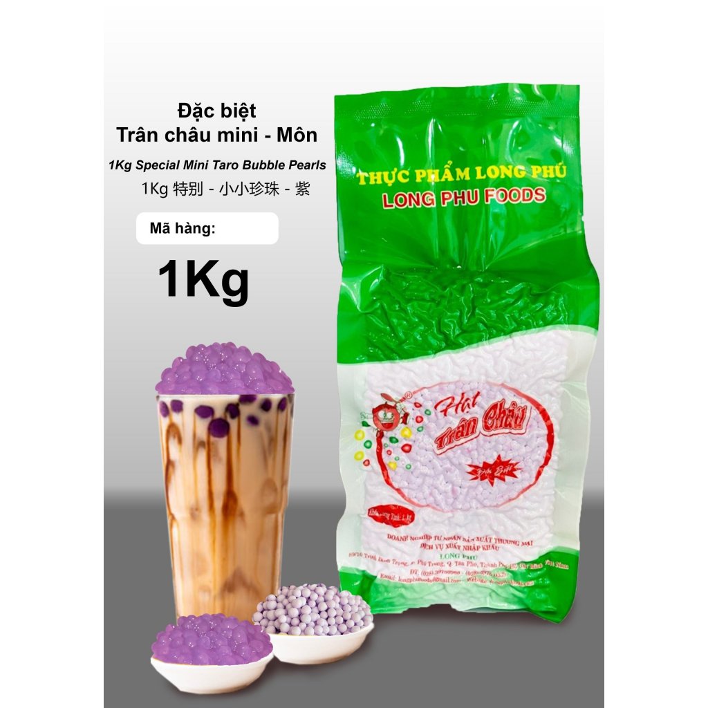 Trân Châu Đặc Biệt LONG PHÚ gói 1kg - Topping Nguyên Liệu Trà Sữa, Chè