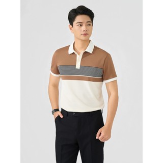 Áo polo nam phối kẻ YODY co giãn và đàn hồi thoáng mát MCPO25A533