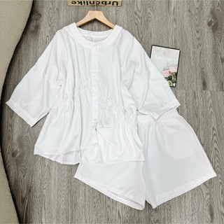 Set Bigsize nữ áo tay lỡ, dáng rộng phối quần short cạp chun, chất liệu mềm mịn thoáng mát -A293+Q500