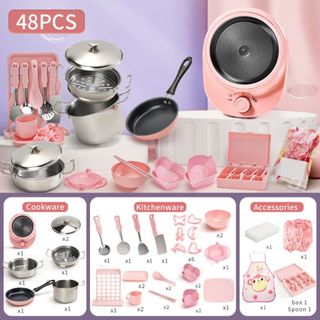 Bộ đồ chơi nhà bếp mini bản ĐẶC BIỆT CAO CẤP có bếp điện sử dụng nấu chín đồ ăn và dụng cụ nấu ăn như thật HT Toys