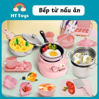 Bộ đồ chơi nhà bếp mini bản ĐẶC BIỆT CAO CẤP có bếp điện sử dụng nấu chín đồ ăn và dụng cụ nấu ăn như thật HT Toys