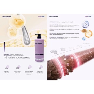 Dầu gội xả Rosemine cặp gội xả phục hồi tóc chống rụng tóc kiểm soát dầu tăng phồng ROSEMINE 500ml 1000ml - Kosmi Beauty