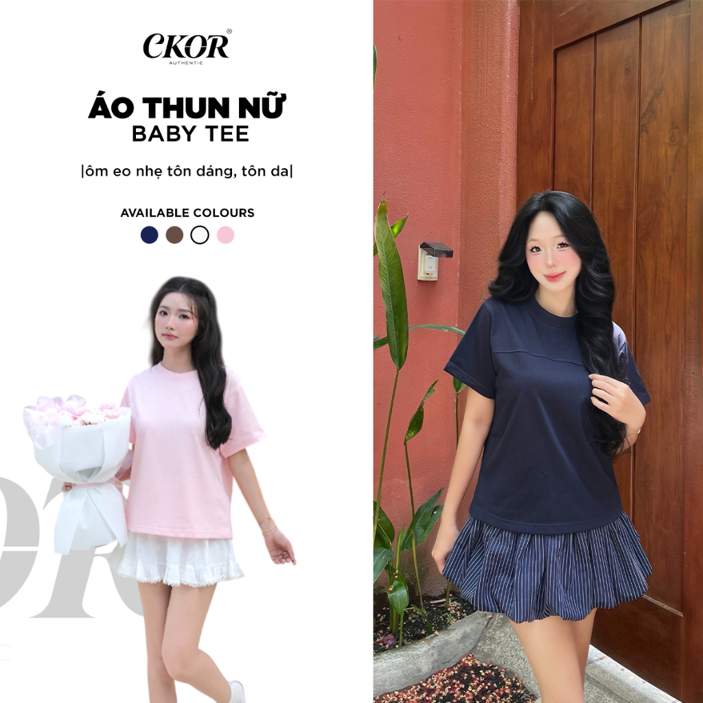 [Sale mẫu mới] Áo Thun Nữ Trơn Baby Tee ôm eo nhẹ COTTON COMPACT form tôn dáng tôn da CKOR