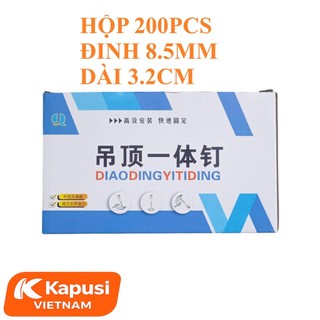 Hộp 200 Đinh Bắn Ty Thẳng Kapusi 8.5mm 2 cỡ dài 4.2cm hoặc 3.2cm – Bắn Xuyên Thép, Bê Tông, Tường Gạch