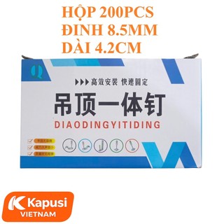 Hộp 200 Đinh Bắn Ty Thẳng Kapusi 8.5mm 2 cỡ dài 4.2cm hoặc 3.2cm – Bắn Xuyên Thép, Bê Tông, Tường Gạch