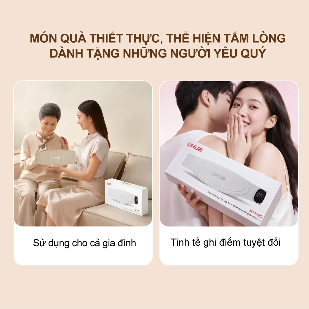 Đai Massage Chườm Ấm bụng kinh UHUB B1 Pro, xung kép EMS TENS, Định Hình Eo, Lưng,Bụng, 8 chế độ,19 mức lực linh hoạt | BigBuy360 - bigbuy360.vn
