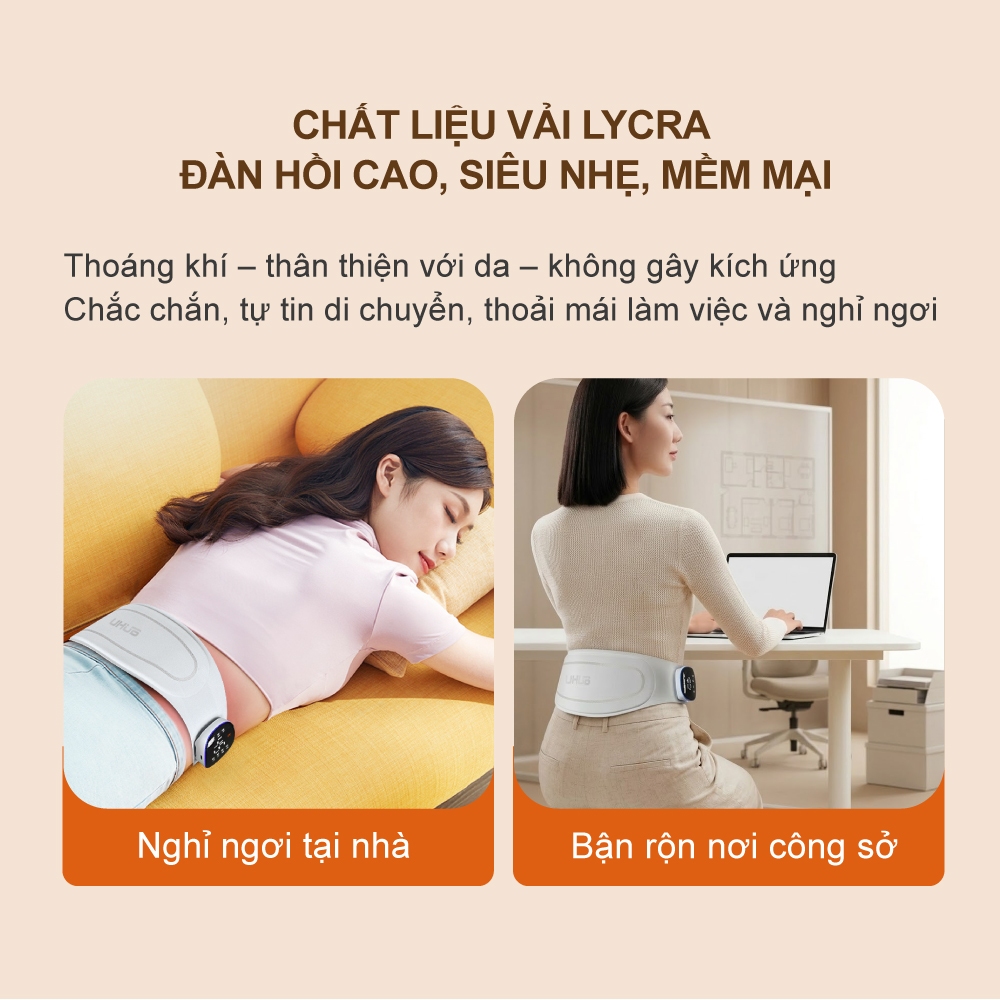 Đai Massage Chườm Ấm bụng kinh UHUB B1 Pro, xung kép EMS TENS, Định Hình Eo, Lưng,Bụng, 8 chế độ,19 mức lực linh hoạt | BigBuy360 - bigbuy360.vn