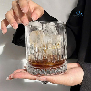 CỐC THỦY TINH ĐÁY KIM CƯƠNG - Cốc uống rượu Whisky, Chivas, Rock, cốc nếm rượu sọc cổ điển cao cấp