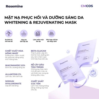 Mặt nạ Rosemine combo mặt nạ dưỡng trắng nhả nắng Rosemine Whitening And Rejuvenating 25ml - Kosmi Beauty
