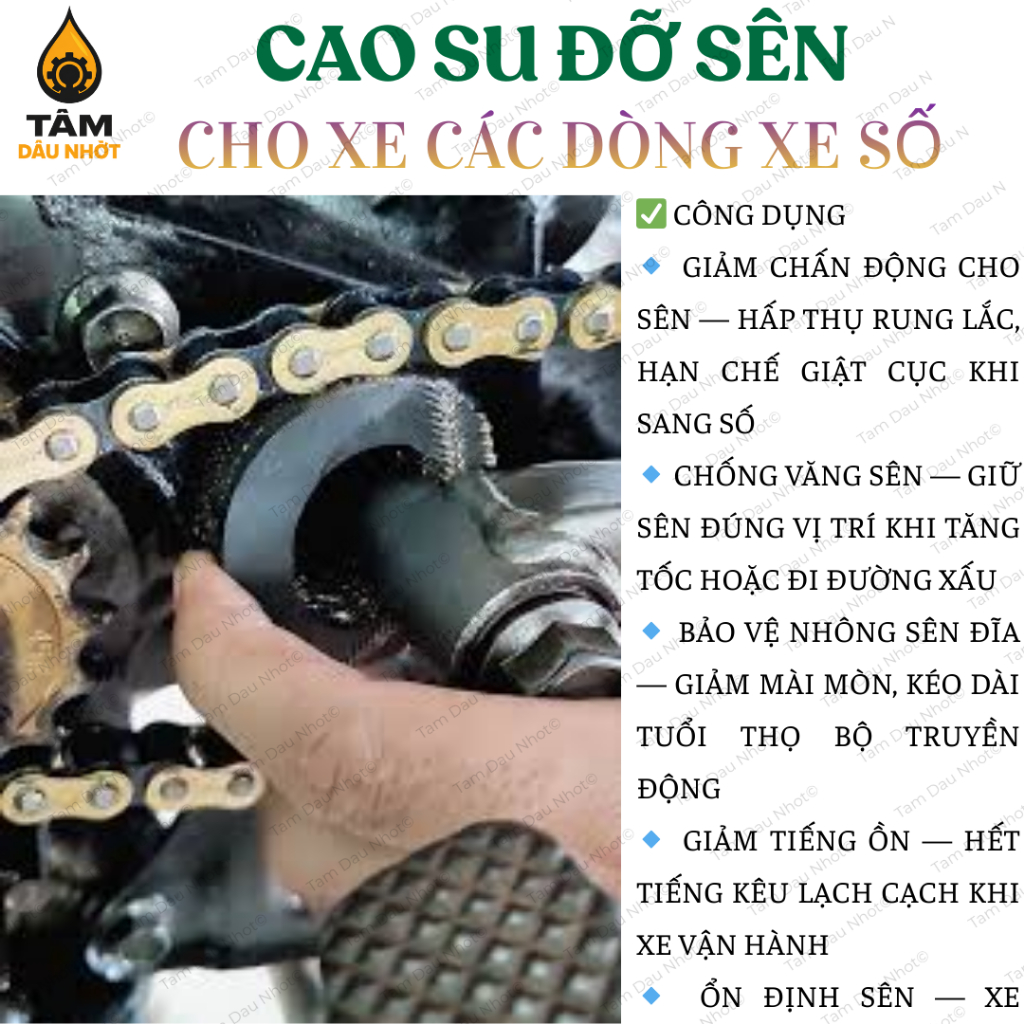 Combo 5 Cục Cao Su Đỡ Sên Xe Máy Chống Văng Sên Giảm Chấn Bảo Vệ Nhông Sên Đĩa, cặp gắp xe