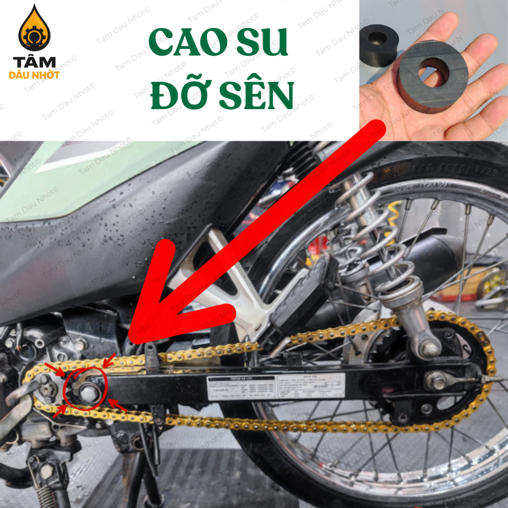 Combo 5 Cục Cao Su Đỡ Sên Xe Máy Chống Văng Sên Giảm Chấn Bảo Vệ Nhông Sên Đĩa, cặp gắp xe