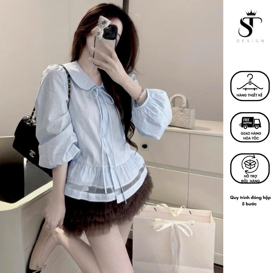 Áo sơ mi Thô Hàn cổ sen phối ren điệu tiểu thư, nàng thơ - ST Design - 62