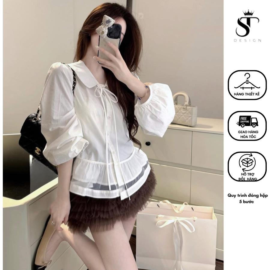 Áo sơ mi Thô Hàn cổ sen phối ren điệu tiểu thư, nàng thơ - ST Design - 62