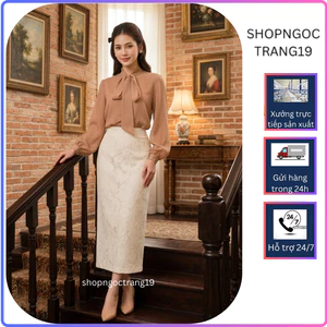 Chân Váy Bút Chì Công Sở Ren 2 Lớp Thời Trang Phong Cách SHOPNGOCTRANNG19 CV09
