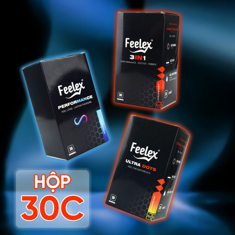 Hộp 30 chiếc bao cao su Feelex gân gai, siêu mỏng, kéo dài thời gian, siêu tiết kiệm - ảnh 6