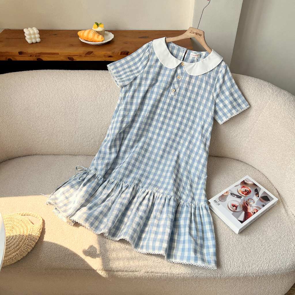 Váy bầu, đầm bầu Lena Dress kẻ thô đũi thấm hút mồ hôi phối chân váy đuôi cá thiết kế BY L'AMME