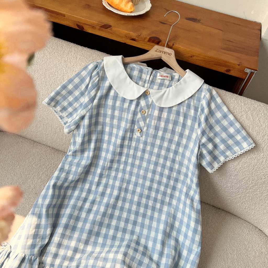 Váy bầu, đầm bầu Lena Dress kẻ thô đũi thấm hút mồ hôi phối chân váy đuôi cá thiết kế BY L'AMME